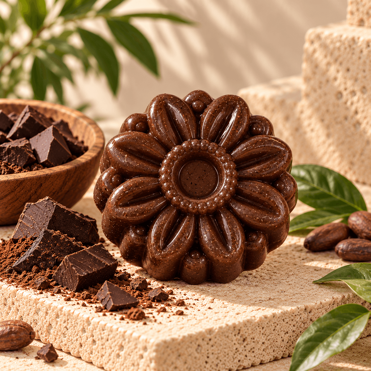 Jabón artesanal de chocolate